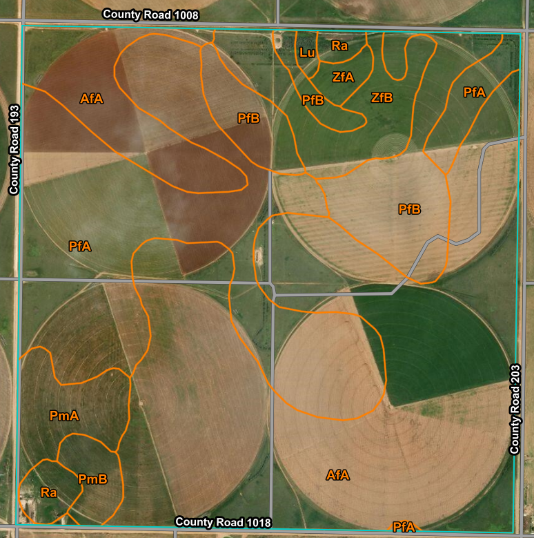 aerial map of several fields